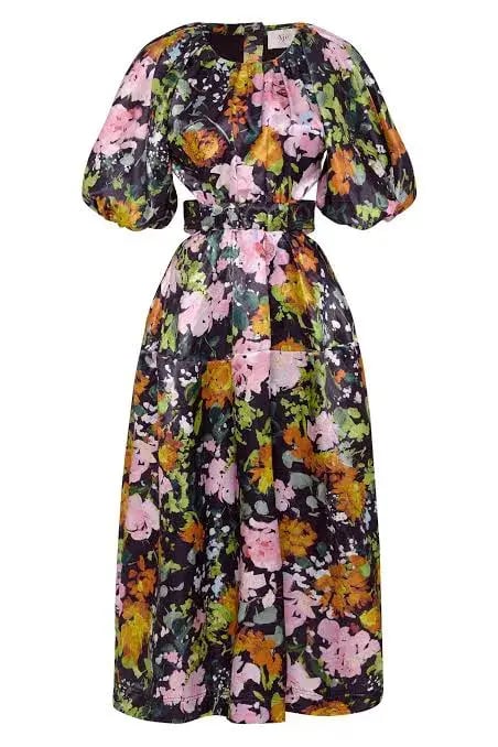 Aje Mimosa Cutout Midi Dress Midnight Floral Size 8 photo 3