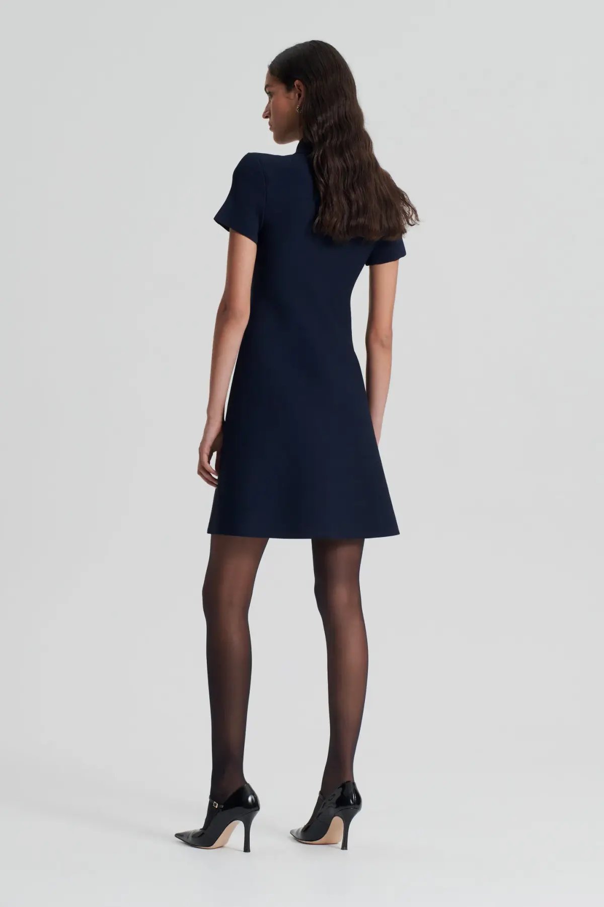 Scanlan Theodore Crepe Knit Mini Dress Navy Size S/Au 8 photo 4