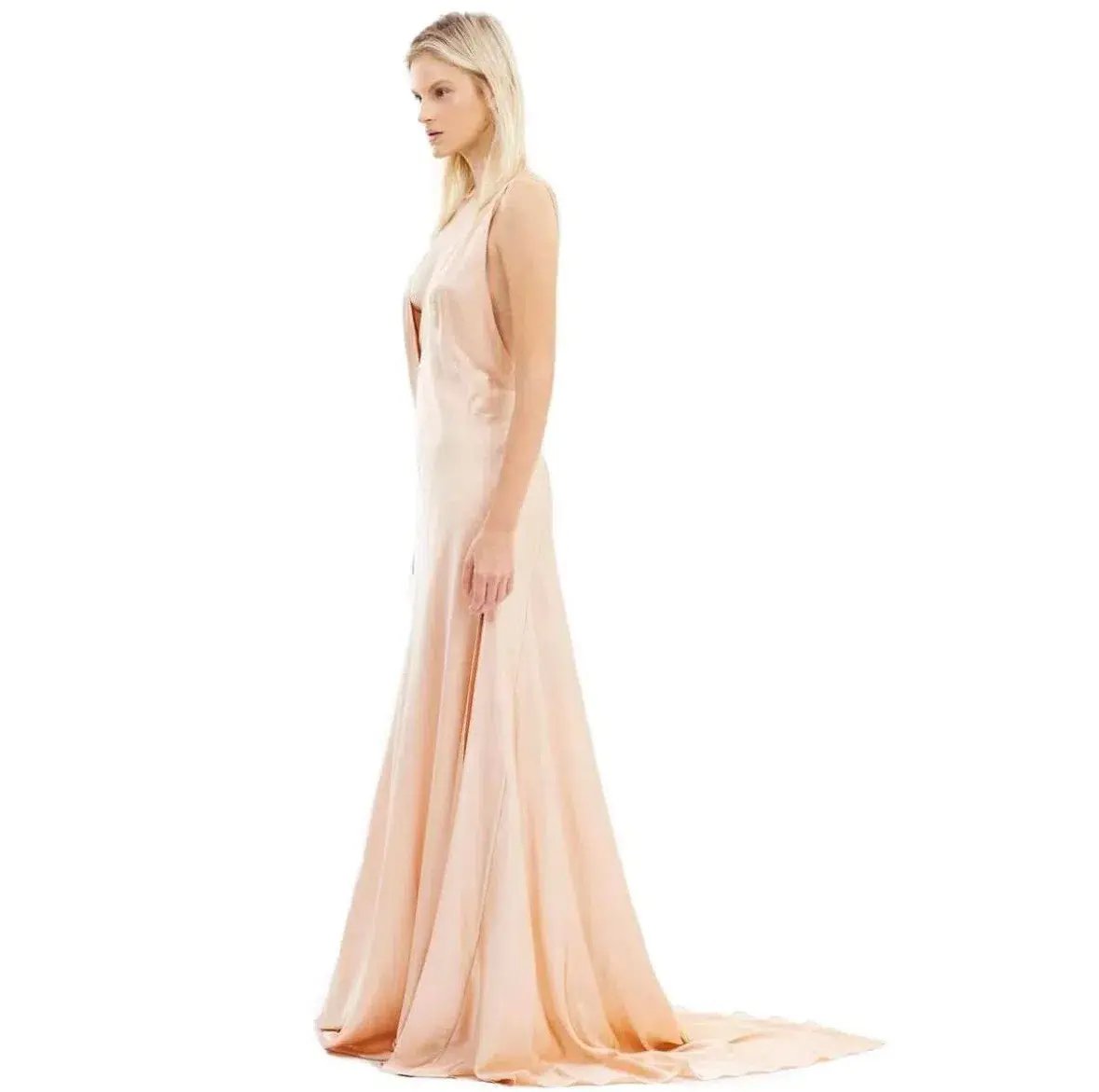 Michael Lo Sordo Alexandra Silk Dress Pink Champagne Size 8 photo 2
