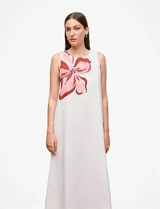 Trenery Peony Linen Sleeveless Column Dress White Size 8 photo 4