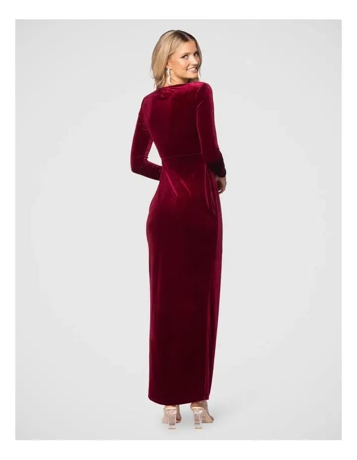 Pilgrim Lundi Dress  Burgundy Velvet  Size 10 photo 5