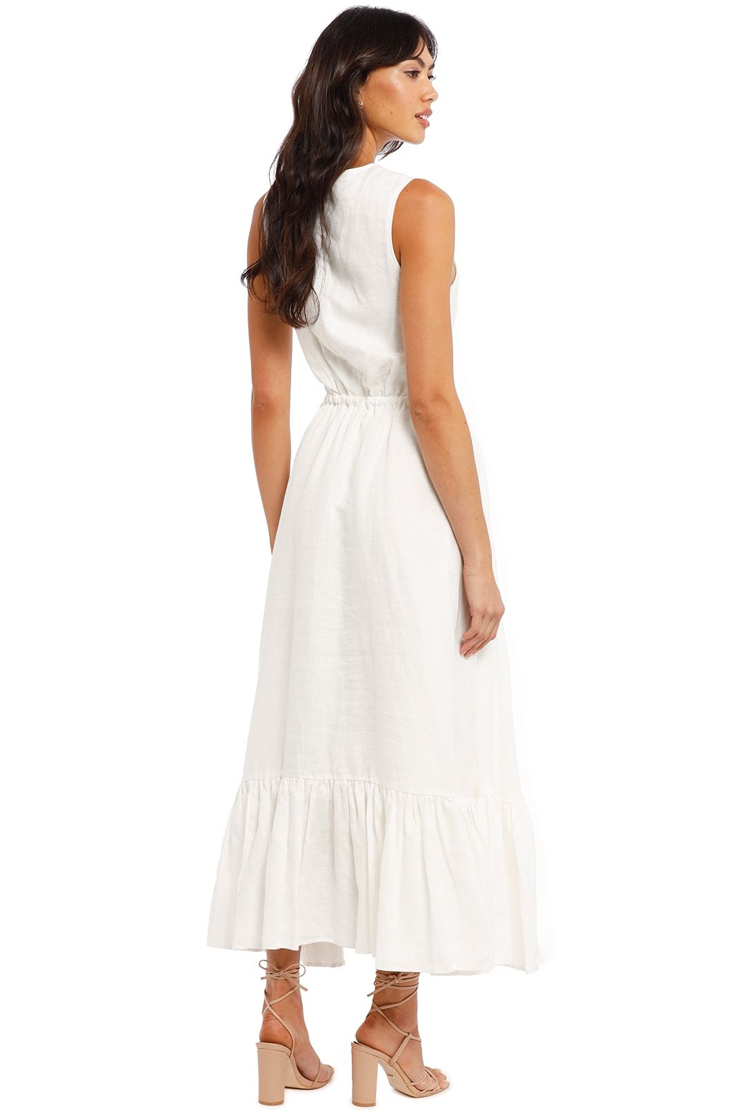 Luminous Linen Cutout Dress - White photo 3
