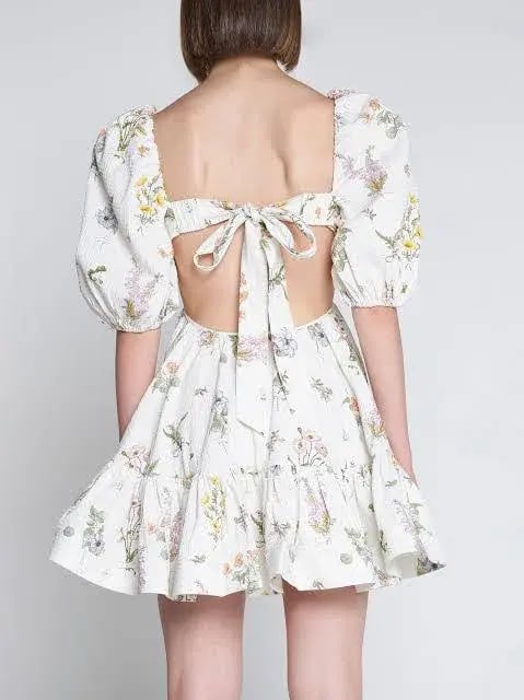 Zimmermann Jeannie Puff Sleeve Mini Dress Bouquet Floral Size 2 / AU 12 photo 3