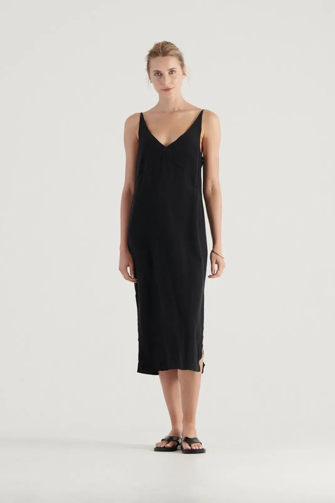 Elka Collective Suki Black Slip Silk Dress Black Size 10 photo 2