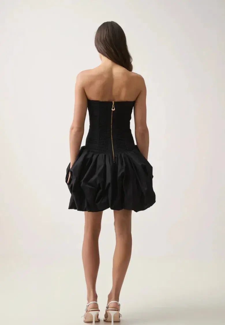 Aje Violette Bubble Hem Mini Dress Black Size 6 photo 5
