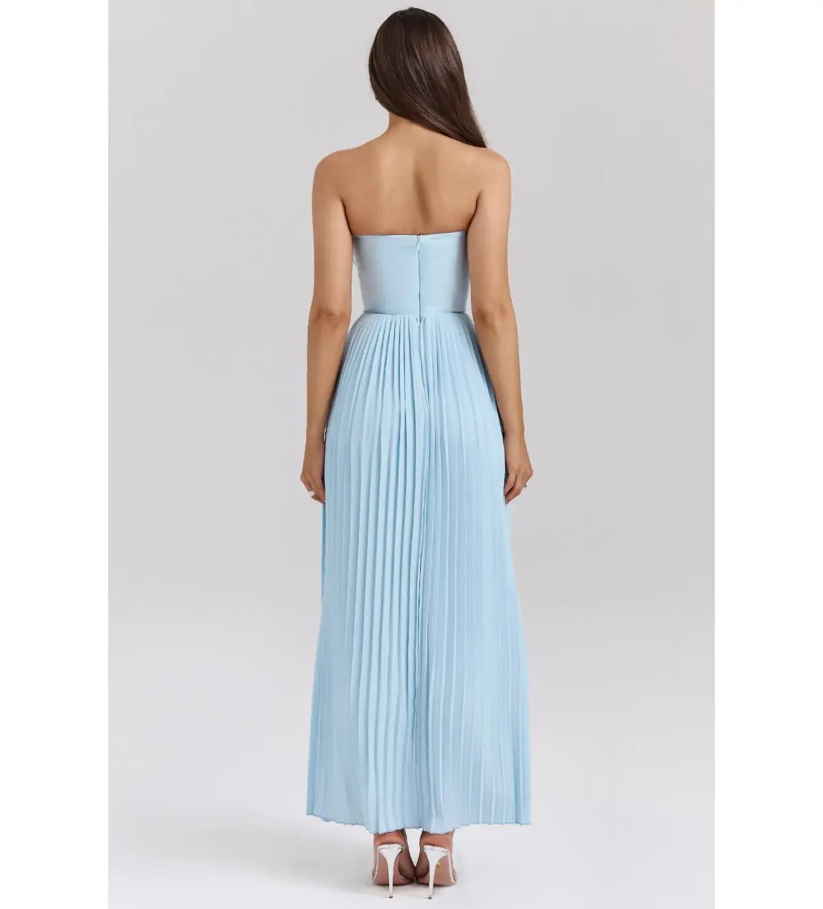 House of CB Marcella Pleated Maxi Dress Ocean Blue Size M/ AU 10 photo 3