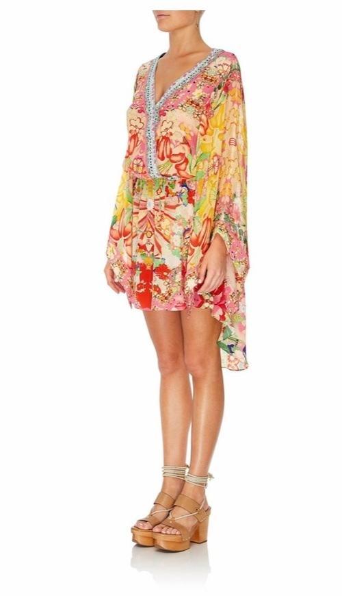 Camilla Kimono Kisses V neck Kimono Mini Dress With Tie Size 14 photo 4