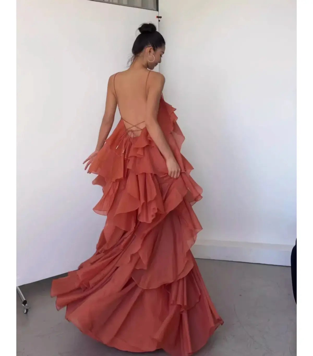 Aje Pandorea Layered Maxi Dress in Coral Clay Size AU 6 photo 5
