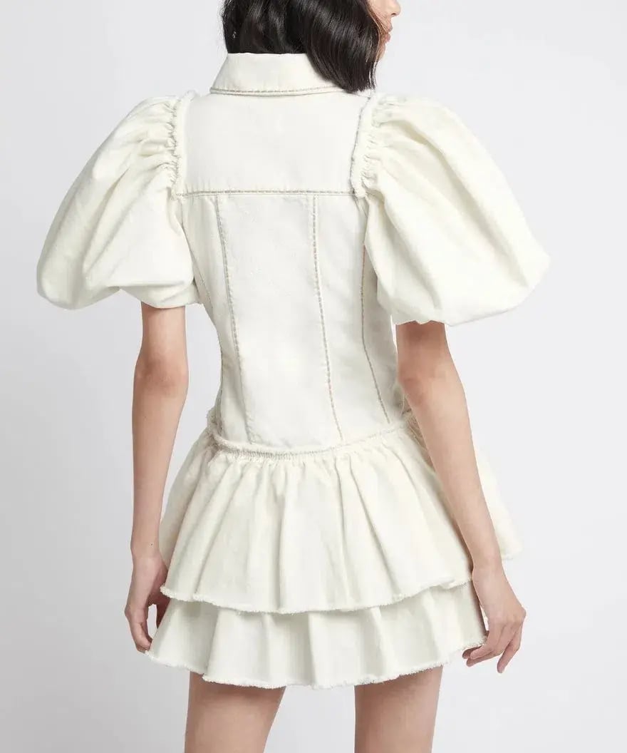 Aje Reclaim Denim Mini Dress White Size 8 photo 3