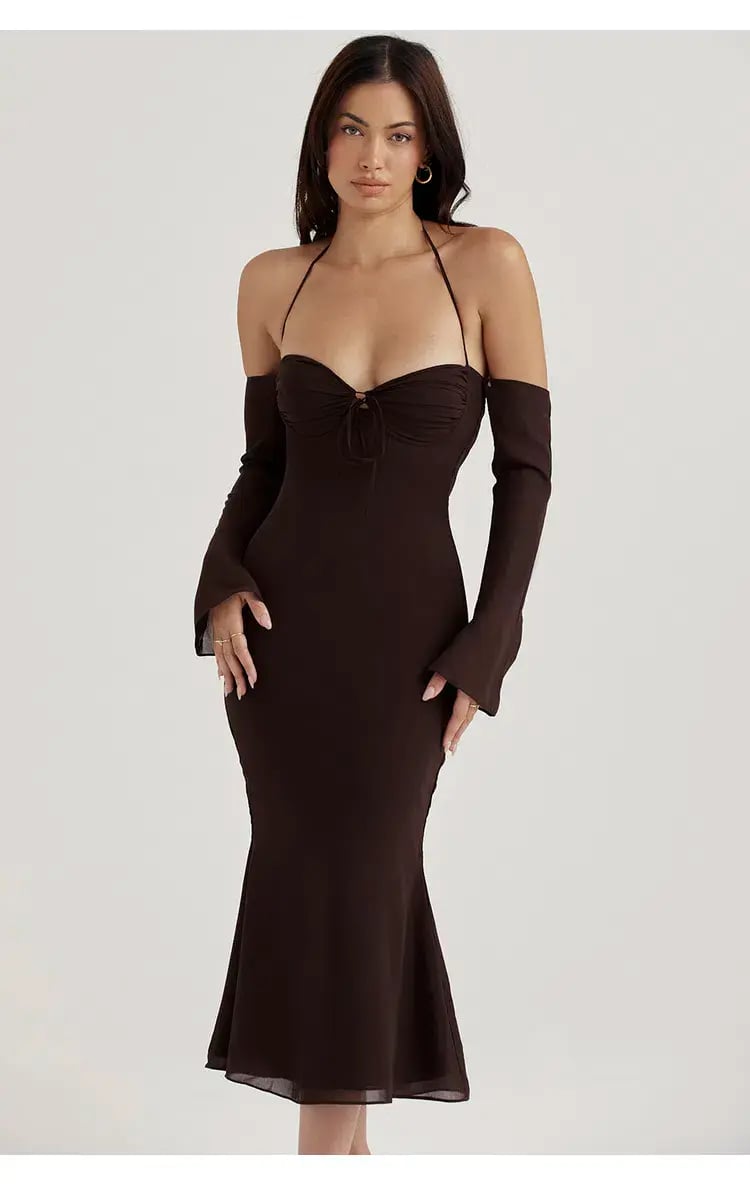 House of CB Naomi Halter Midi Dress Brown Size S / Au 8 photo 4