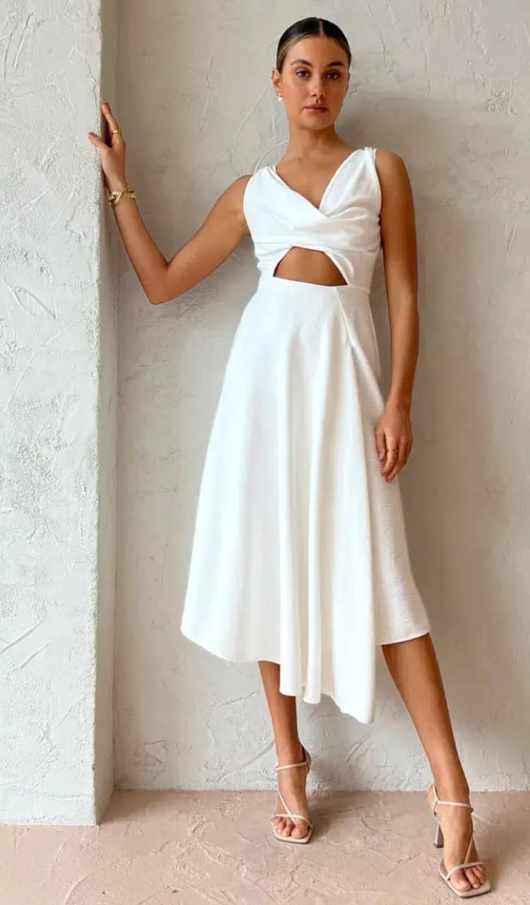 One Fell Swoop Marni Midi Dress in Pulsar White Size 10 photo 4