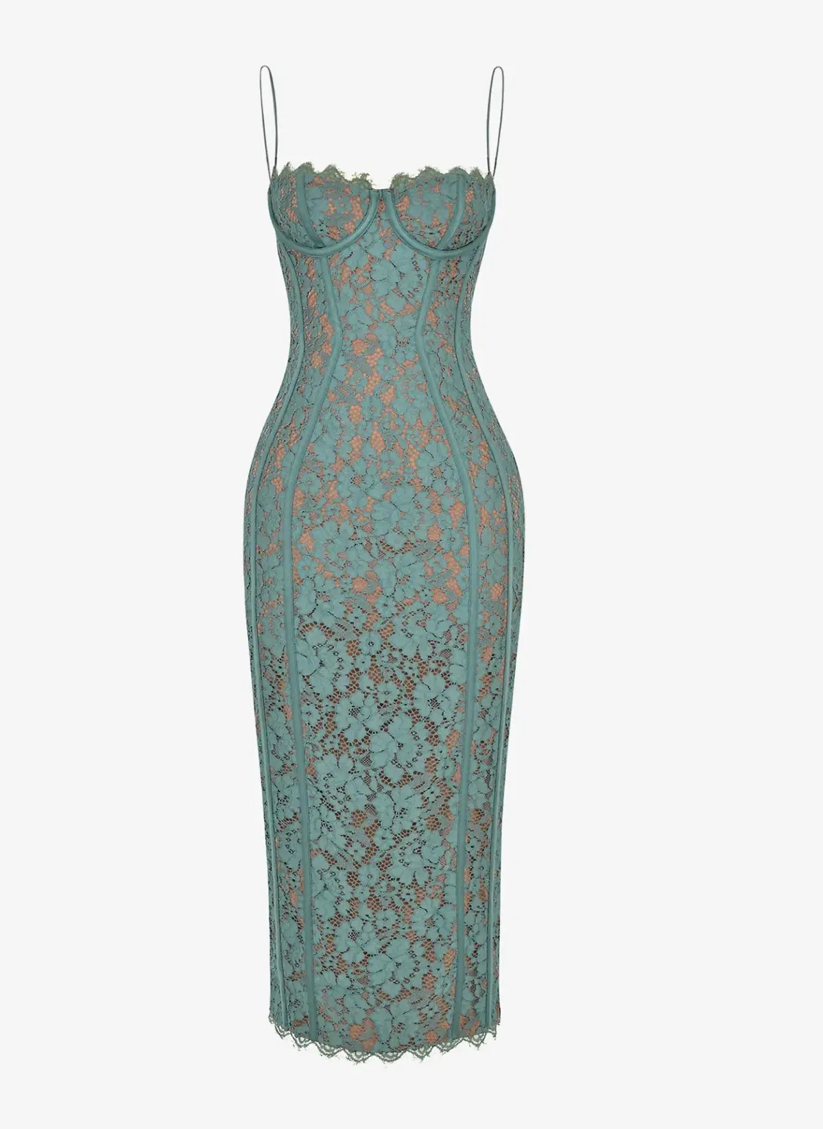 House Of Cb Joelle Forest Lace Midi Dress Green Size 8 photo 4