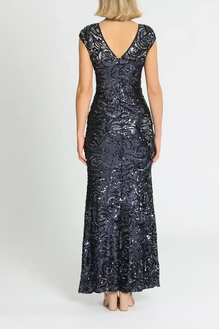 Langhem Katia Sparkle Gown in Navy Size 18 photo 3