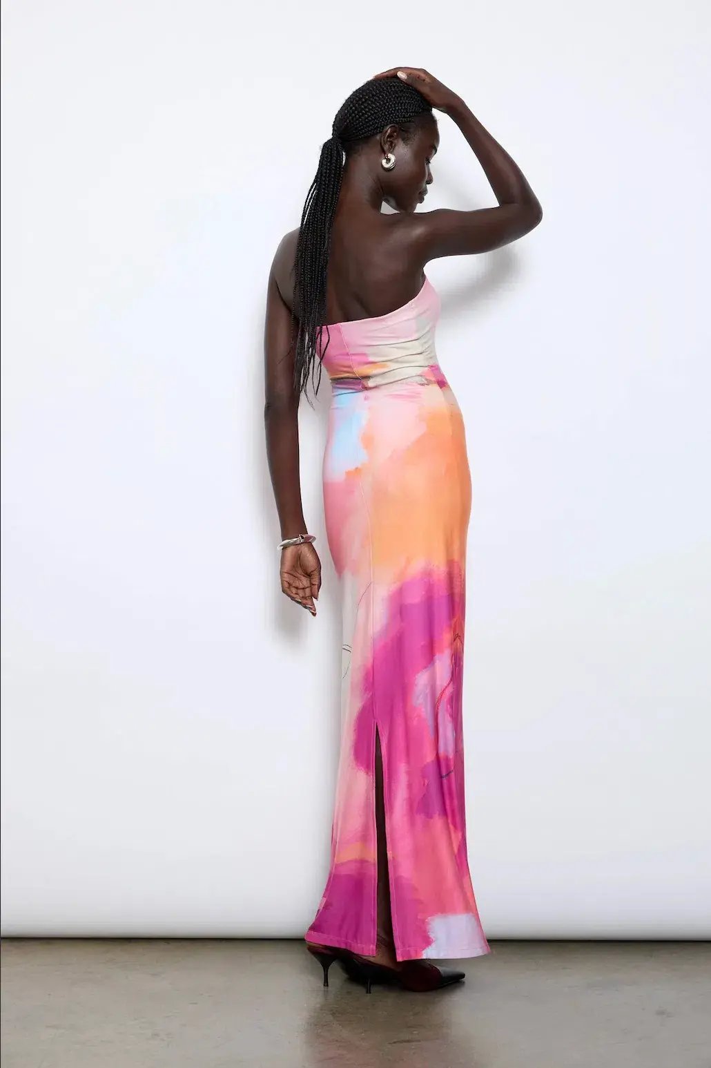 With Harper Lu Strapless Slip Dress Abstract Art Multi Print Size 8 photo 3