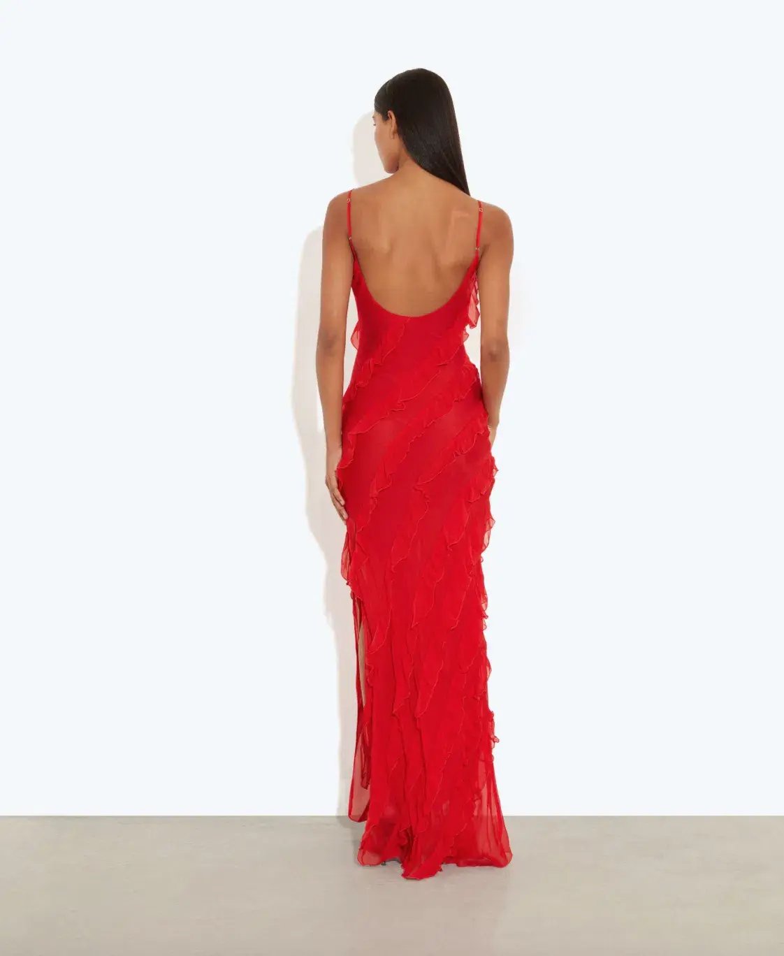 Rat & Boa Cecelia Ruffle Maxi Dress Red Size L /Au 12 photo 2