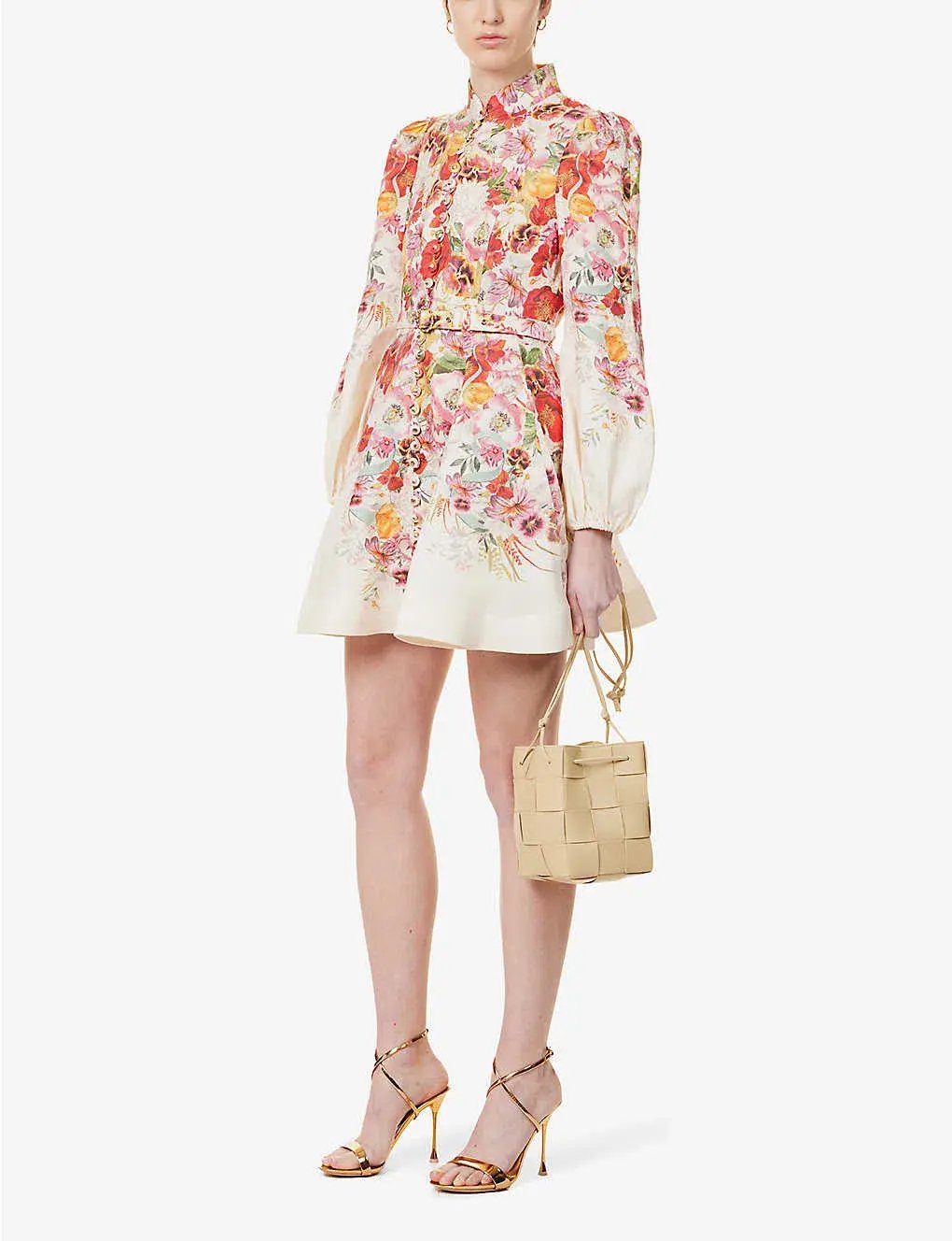 Zimmermann Wonderland Buttoned Mini Dress Floral Size 1 / AU 10 photo 4
