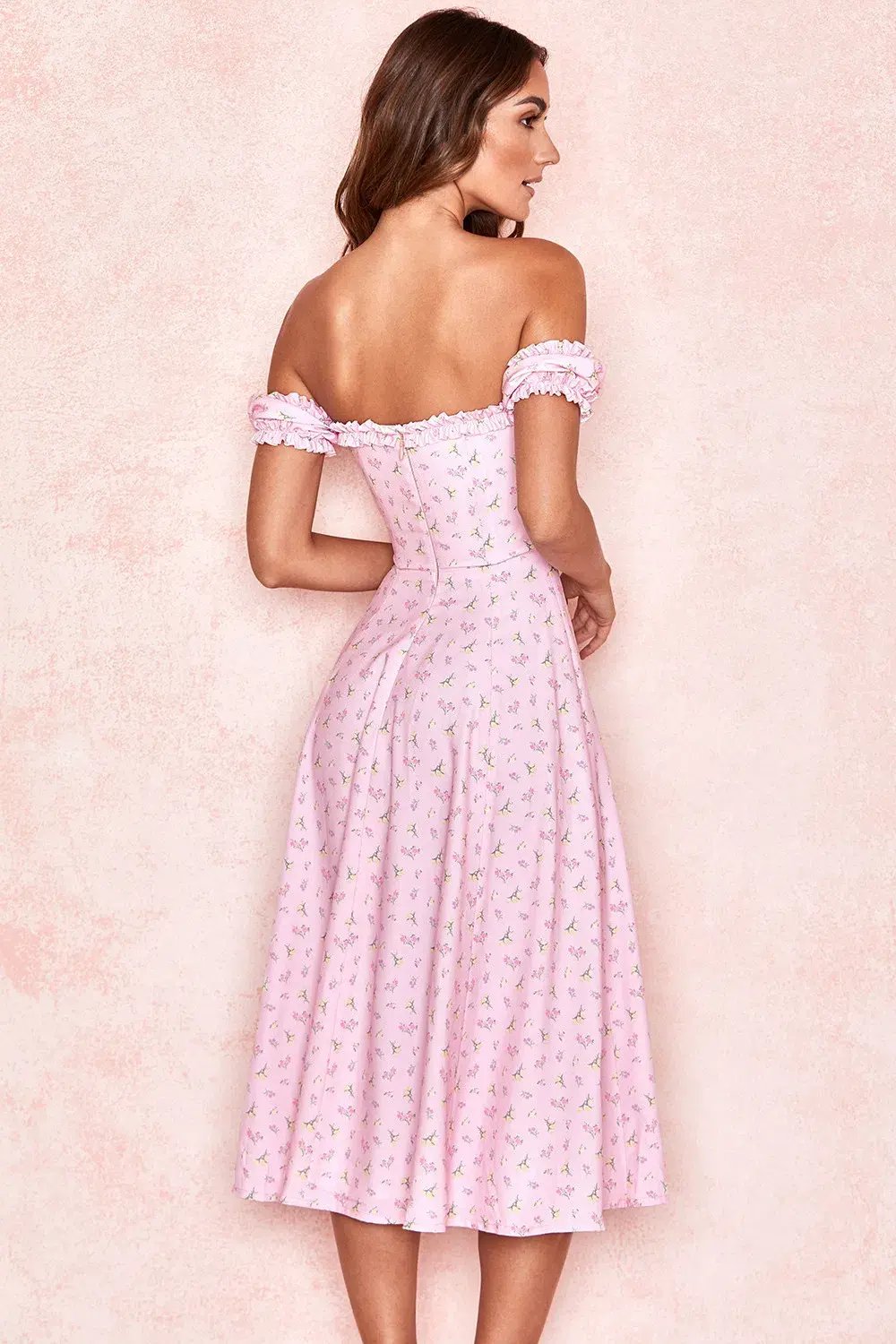 House of CB 'Lauren' Strapless Midi Sundress Pink Floral Size Small / Au 8 photo 2