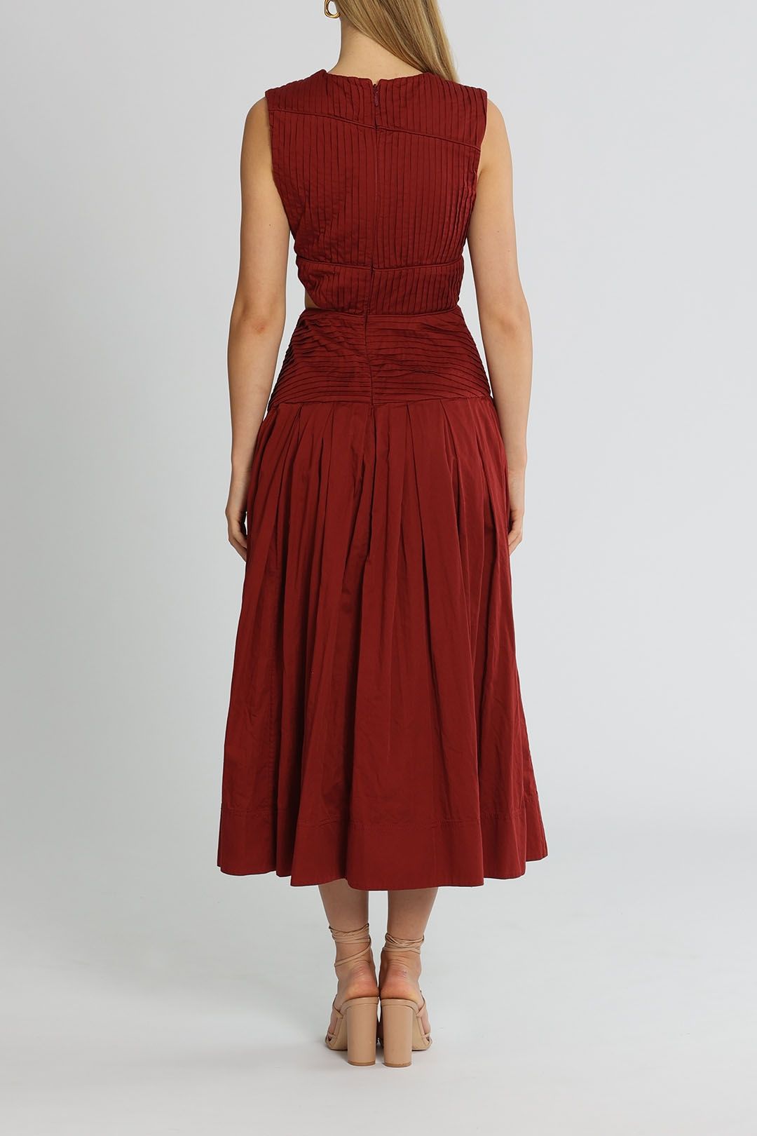 Cascade Cut Out Dress - Burgundy photo 3