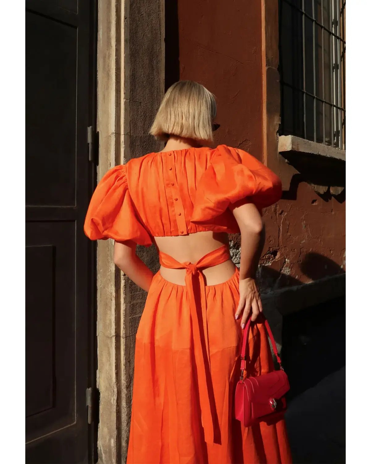 Aje Cosette Tie Back Midi Dress Orange Size AU 12 photo 4