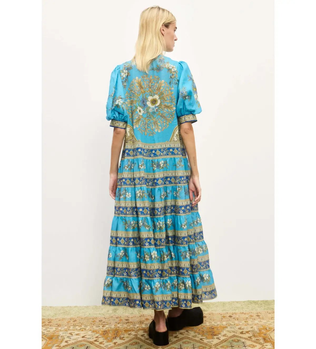 Alemais Cassie Tiered Midi Dress Blue Size AU 8 photo 2