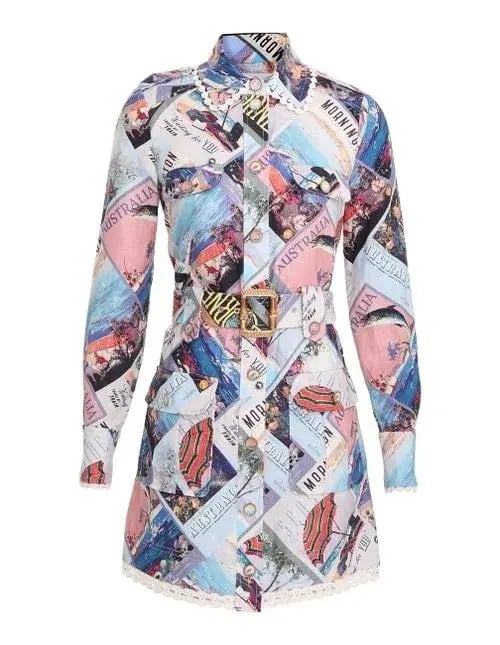 Zimmermann Postcard Shirt Mini Dress Print Size 0 photo 4