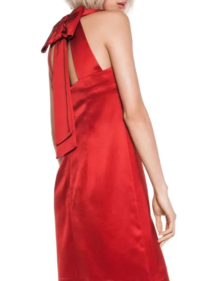 Cue Wool Satin Shift Dress Red Size 6 photo 3
