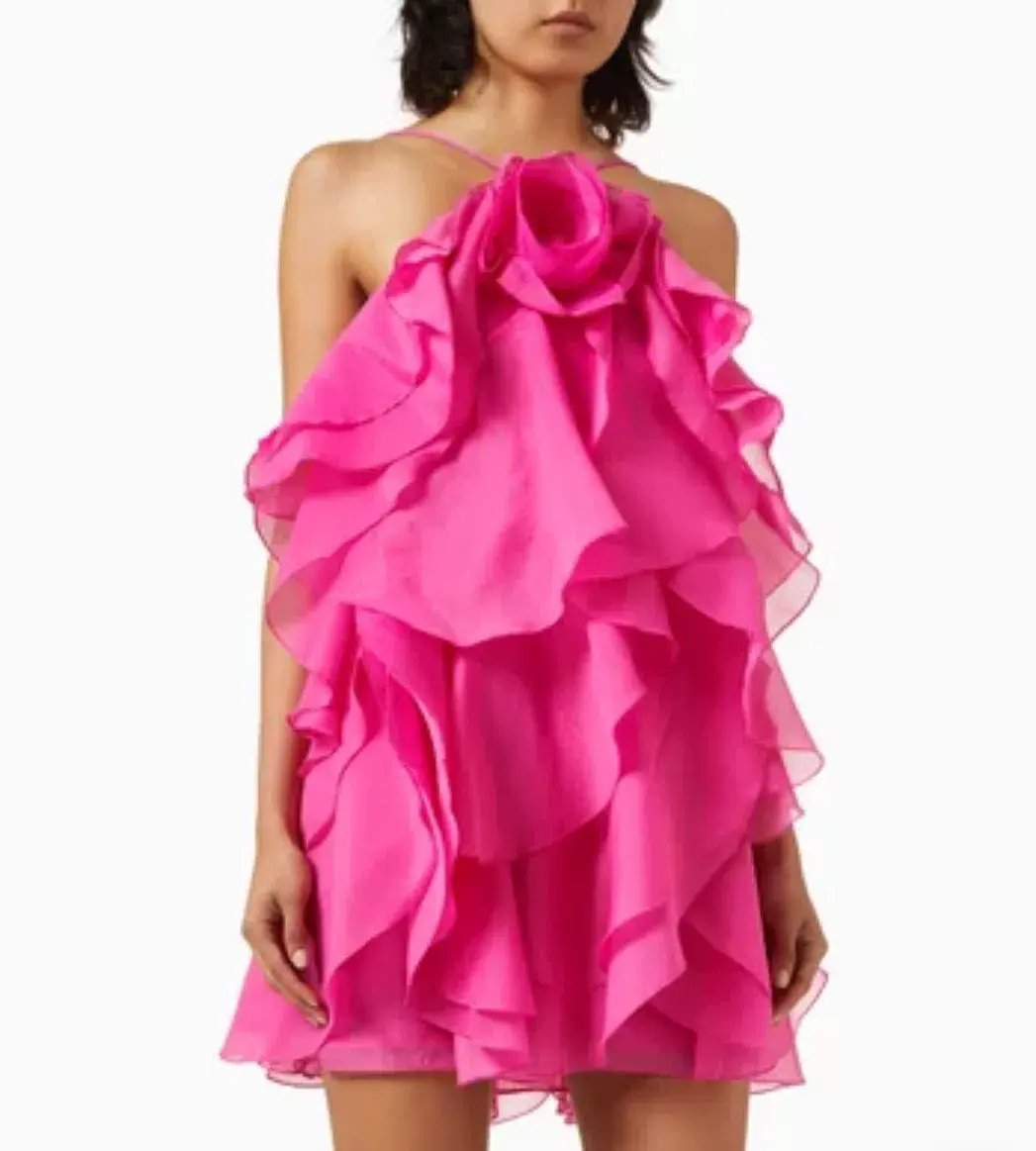 Aje Pandorea Layered Mini Dress in Fuschia Rose Size 10 photo 6