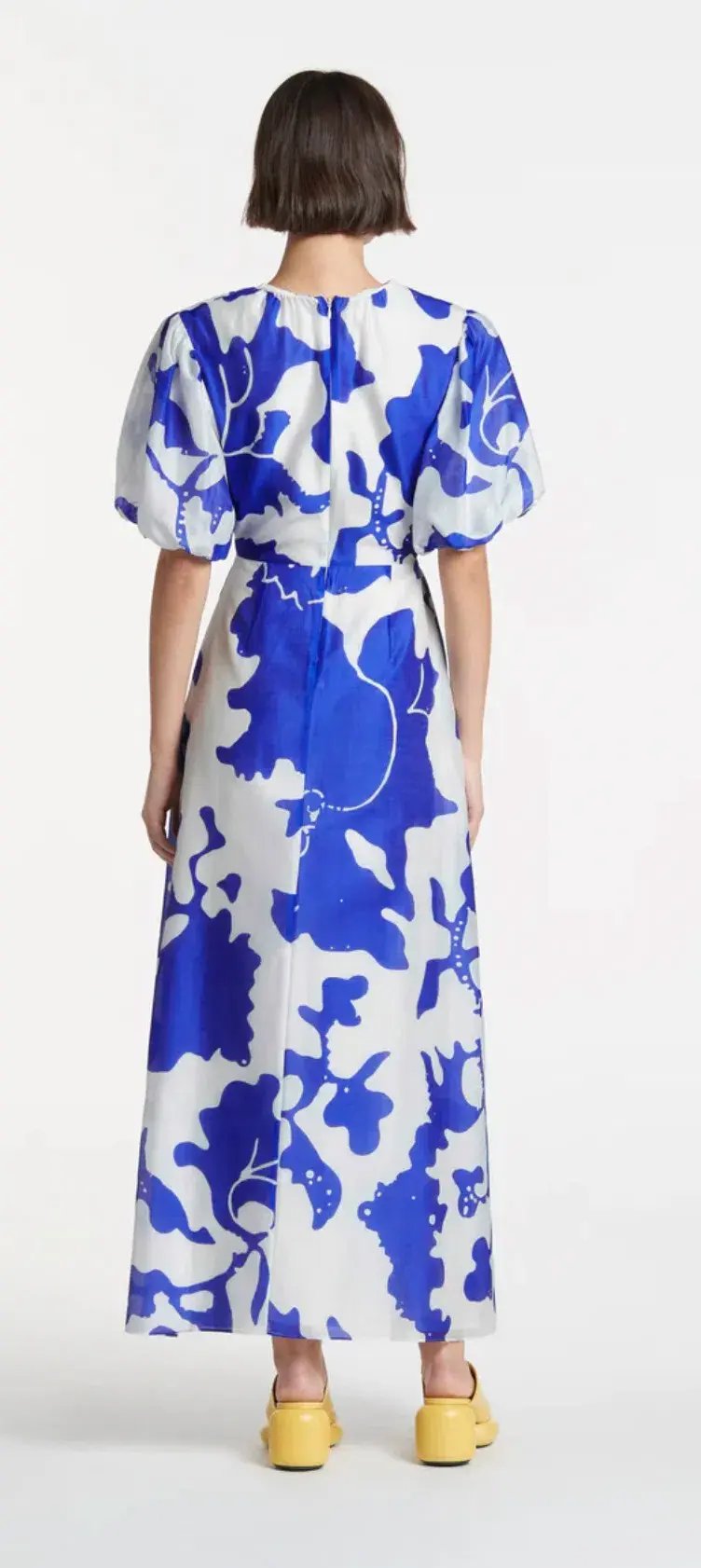 Sir The Label Vivi Puff Sleeve Maxi Dress Blue Print Size 10 photo 3