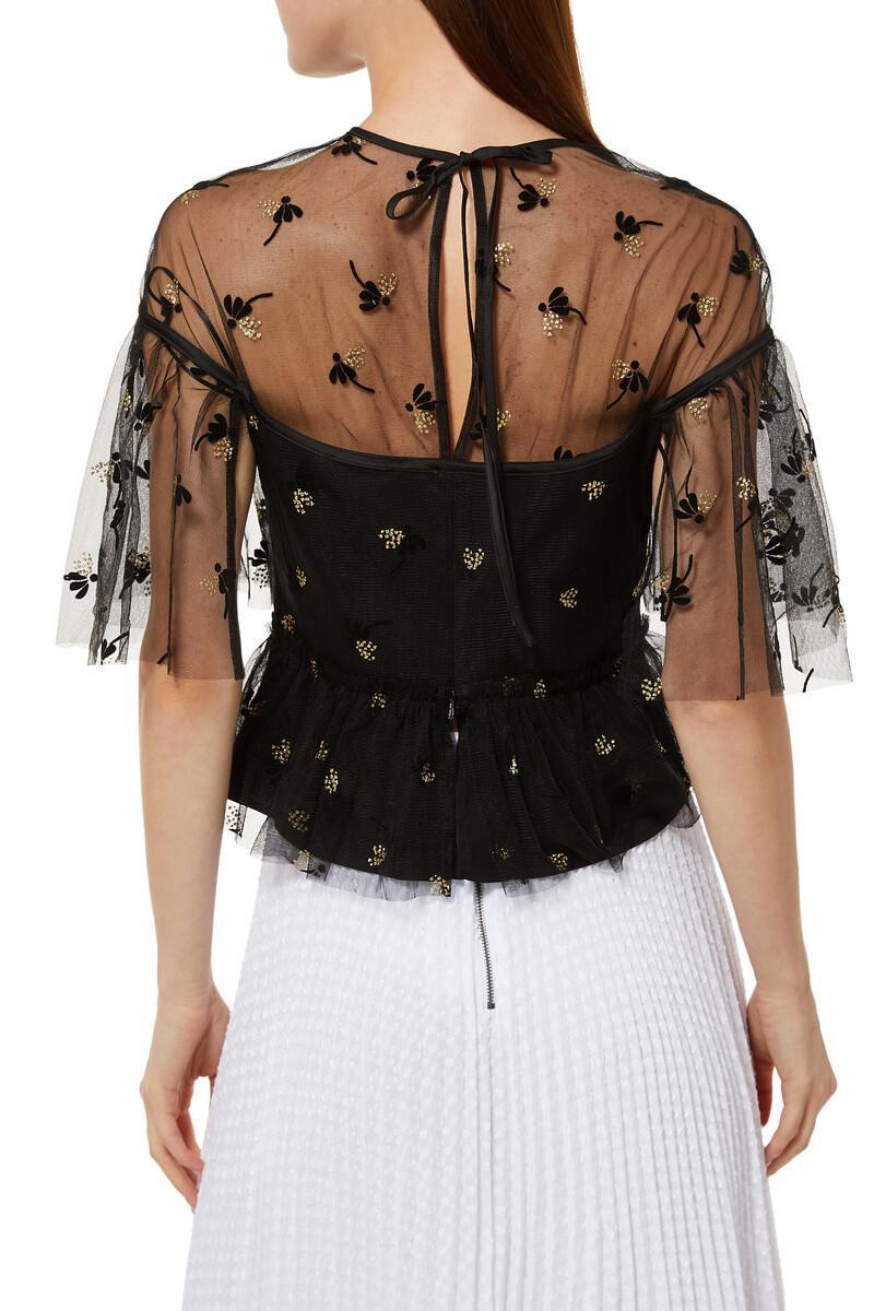 Alice McCall Moon Lover Sheer Floral Embroidered Blouse Black Size 10 photo 2