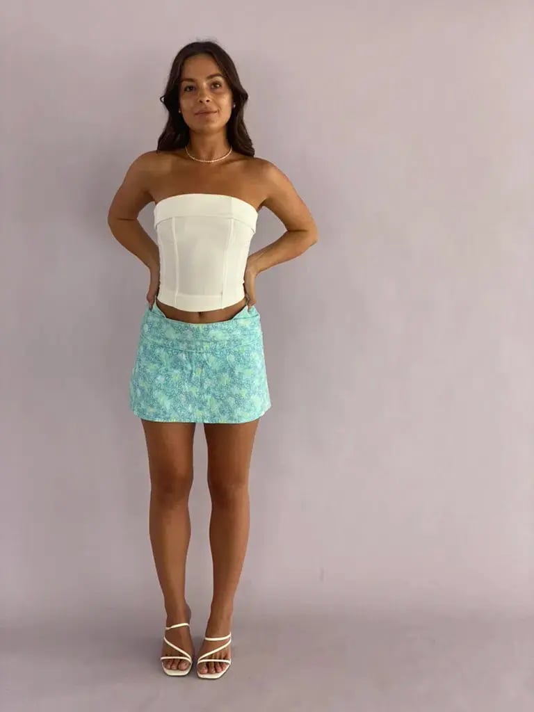 Eisha Collective Milah Mini Skirt Blue Floral Size 0 / AU 6 photo 4