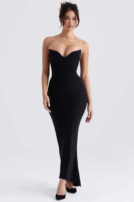 House of CB Sabine Strapless Corset Dress Black Size 10 photo 3