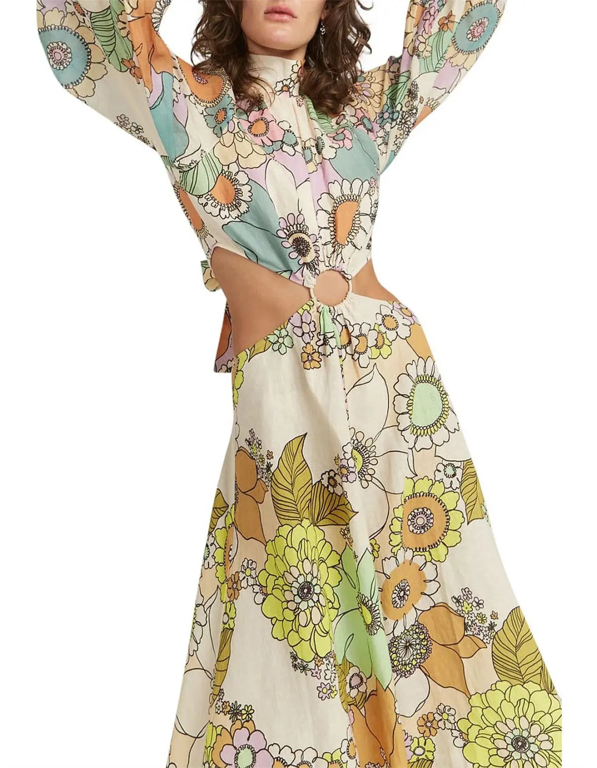 Alemais Farrah Cut Out Midi Dress Print Size 10 photo 2