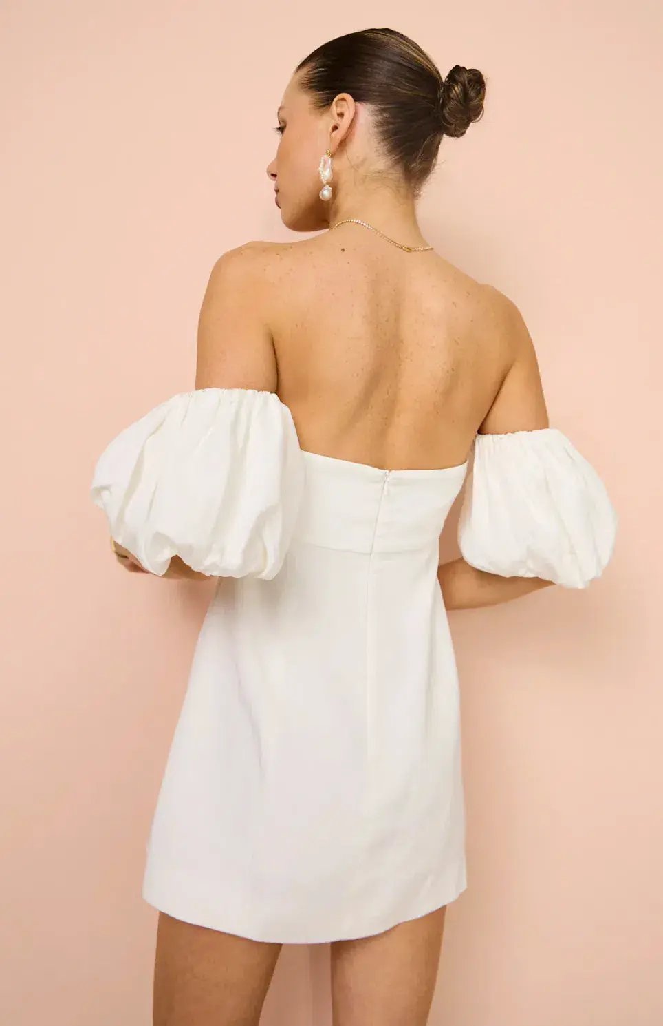 Shona Joy La Lune Otto Puff Sleeve Mini Dress in Ivory Size 6 photo 2