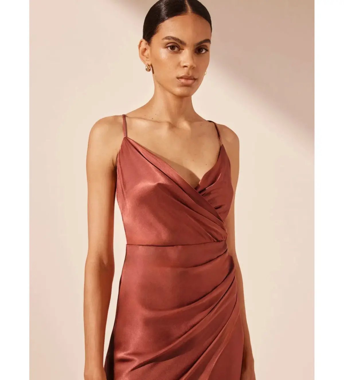 Shona Joy La Lune Cross Draped Maxi Dress Terracotta Size 10 photo 5