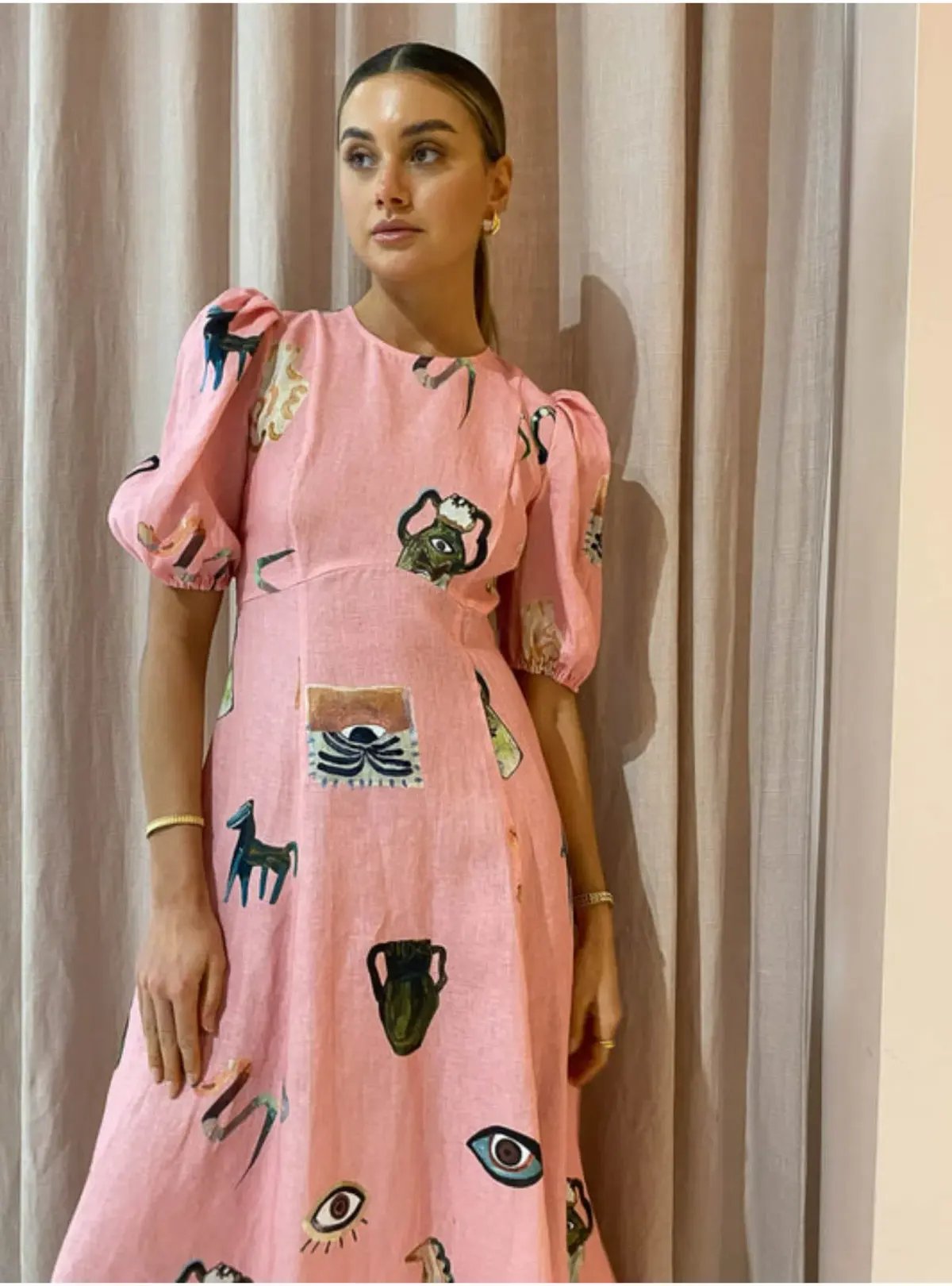 Alemais Cleo Midi Dress in Pink Size AU 12 photo 3