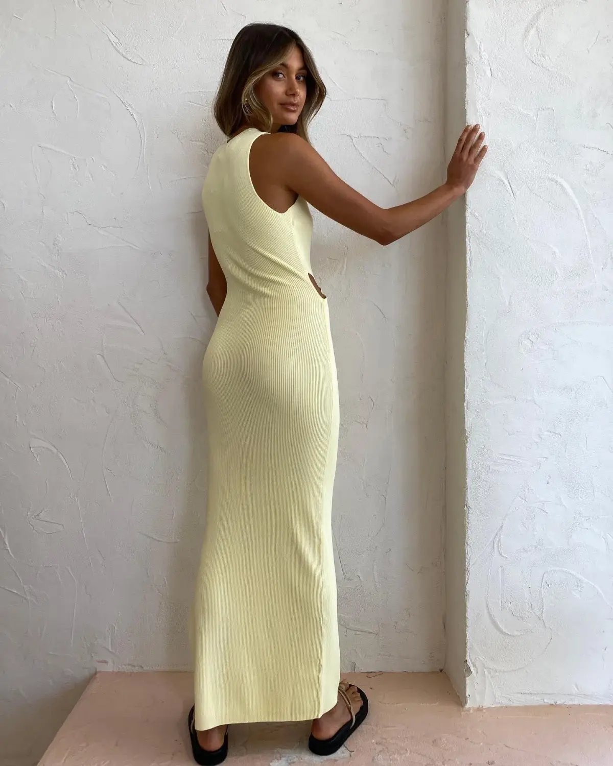 Sir the Label Kelvin Draped Dress Lemon Yellow Size 8 photo 3