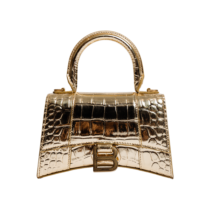 Balenciaga Gold Hourglass Croc Embossed Xs photo 4