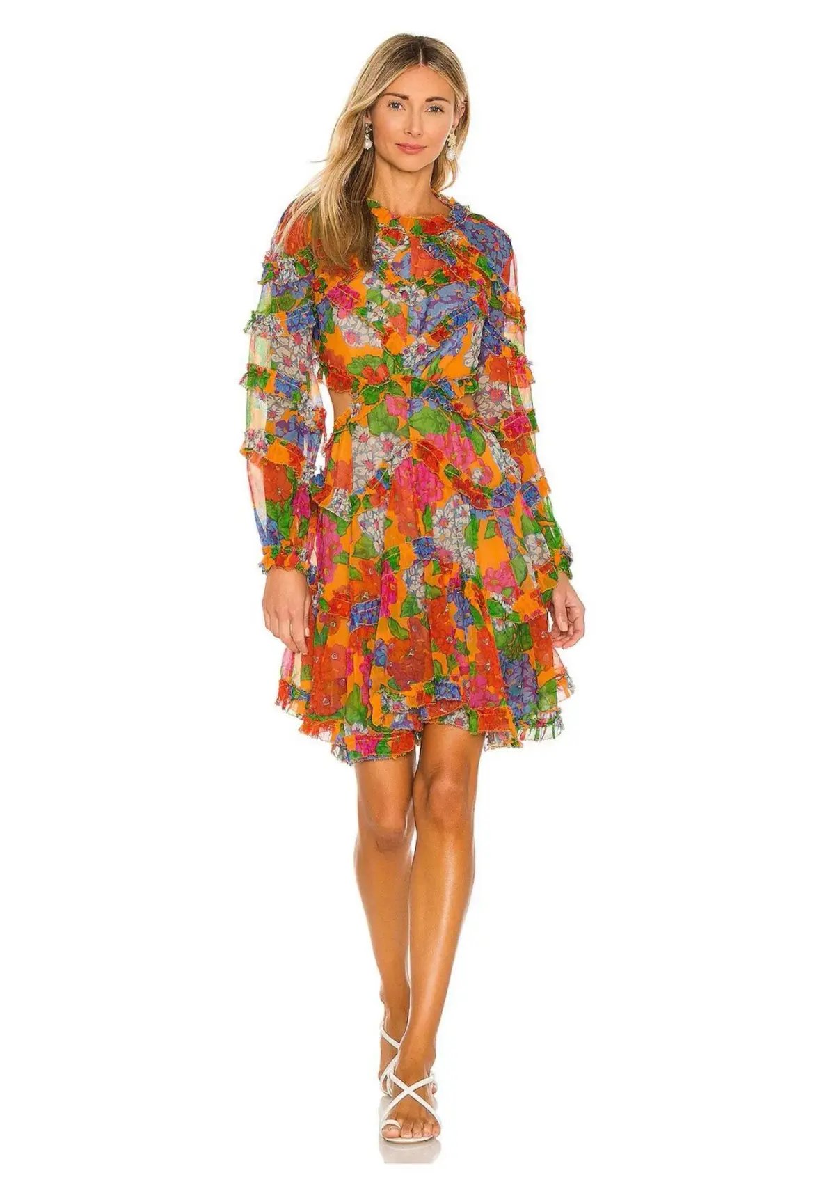Zimmermann Riders Frill Mini Dress Mango Floral Size 0 / AU 8 photo 2