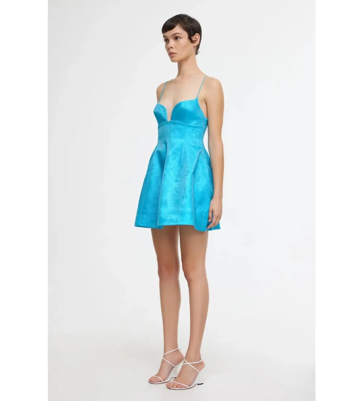 Acler Mornington Mini Dress Cyan Metallic Size AU 6 photo 2