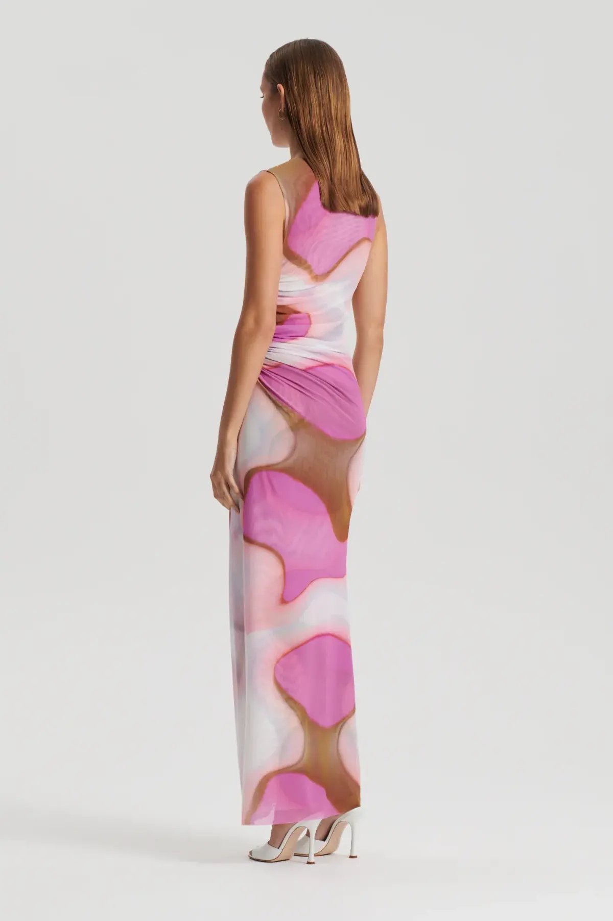Scanlan Theodore Italian Watercolour Print Dress Pink Tan Size 8 photo 3