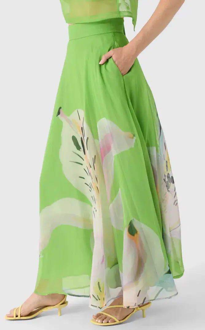 Indie Sleeve Top & Valeria Skirt Set Lily Print in Parakeet Size 12 photo 3