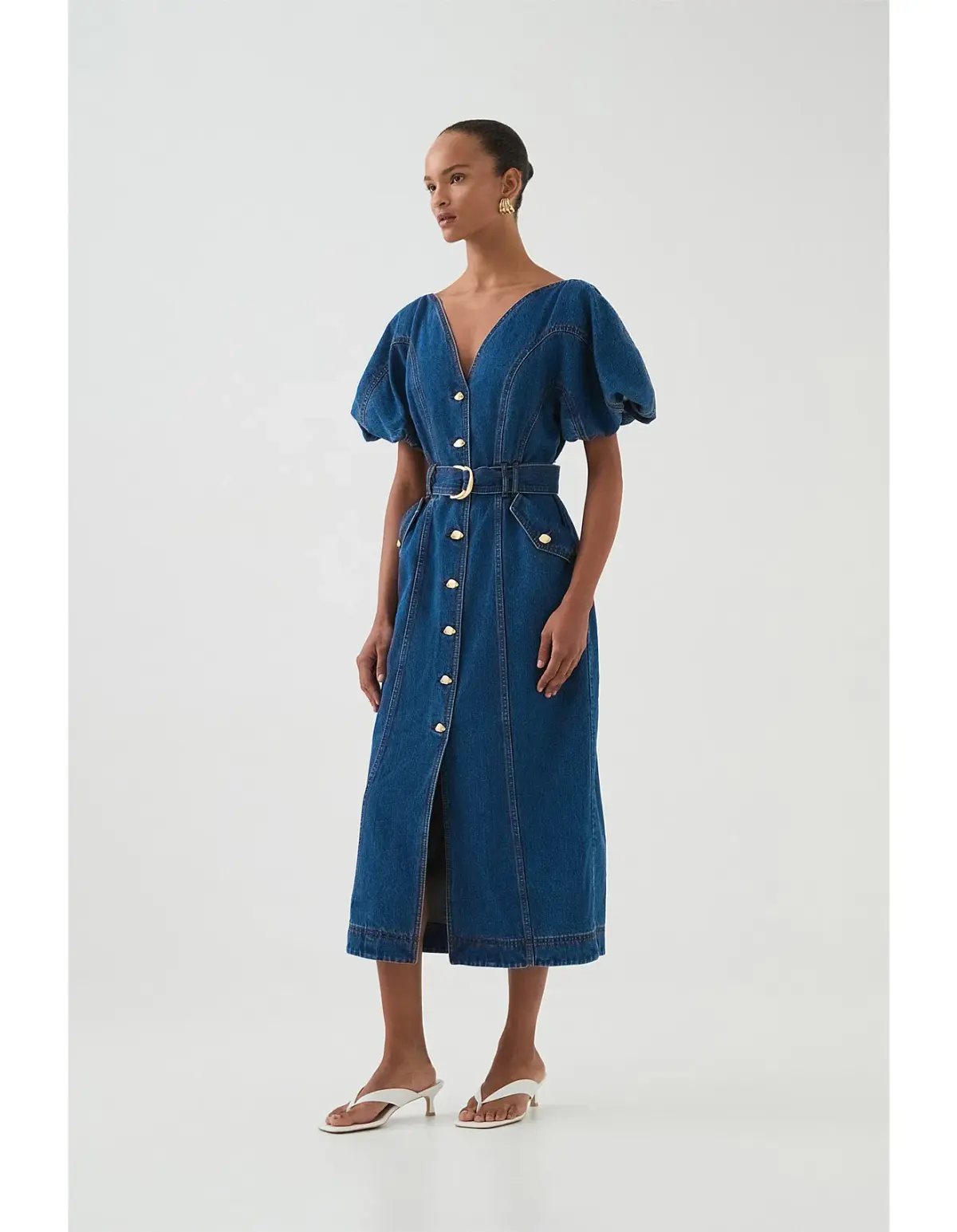 Aje Harper Denim Midi Dress in Classic Wash Size 6/XS photo 2