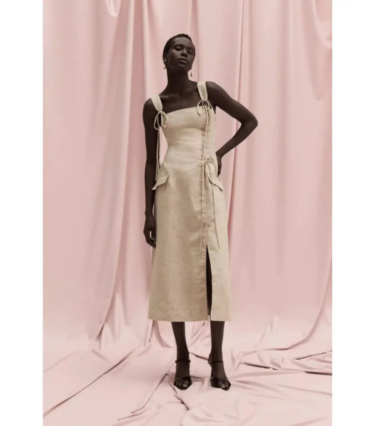 Aje Morgan Midi Dress Beige Size AU 14 photo 4