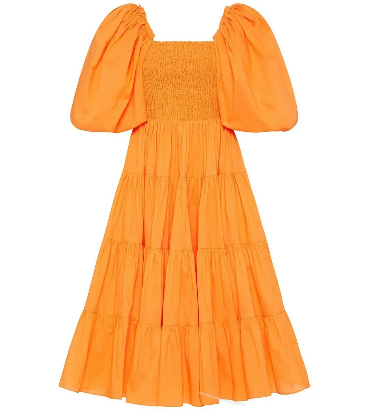 Aje Cherished Puff Sleeve Midi Dress Orange Size AU 10 photo 5
