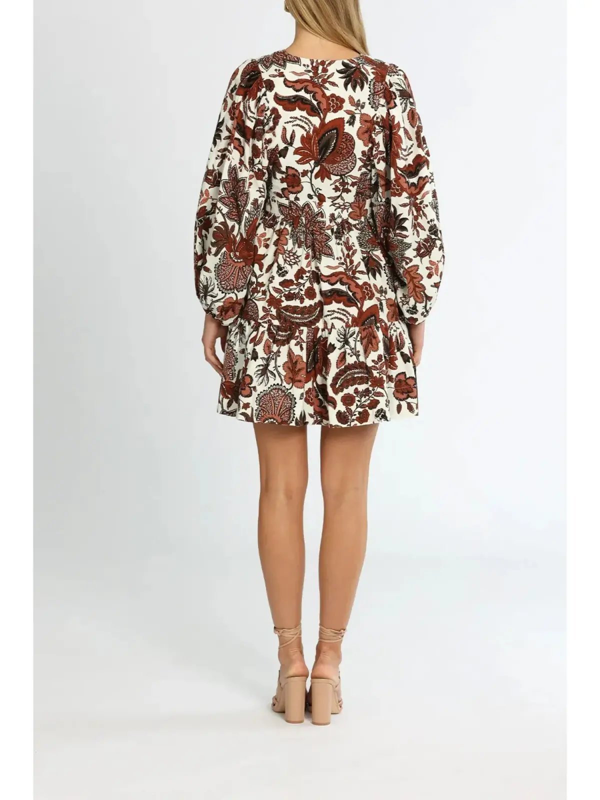 Shona Joy Catalina Plunged Balloon Sleeve Mini Dress in Multi Size AU 8 photo 3