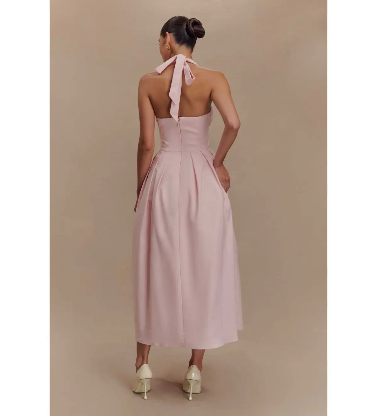 Meshki Candy Halter Midi Dress Ballet Pink AU 8 photo 3