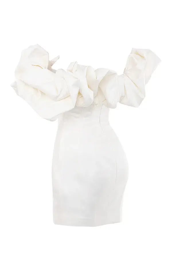 House of CB Selena Ivory Satin Ruffle Strapless Mini Dress White Size M / Au 10 photo 5