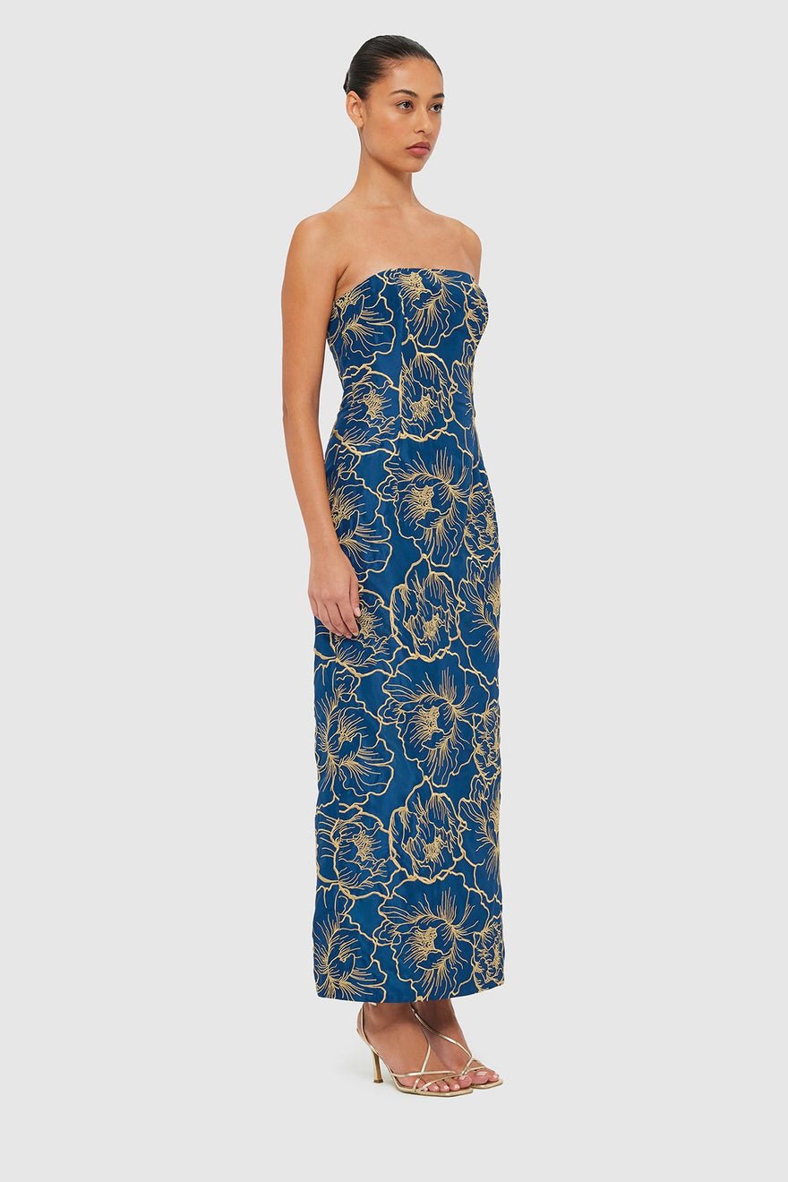 Leo Lin Rayna Bustier Maxi Dress - Marine Blue photo 4