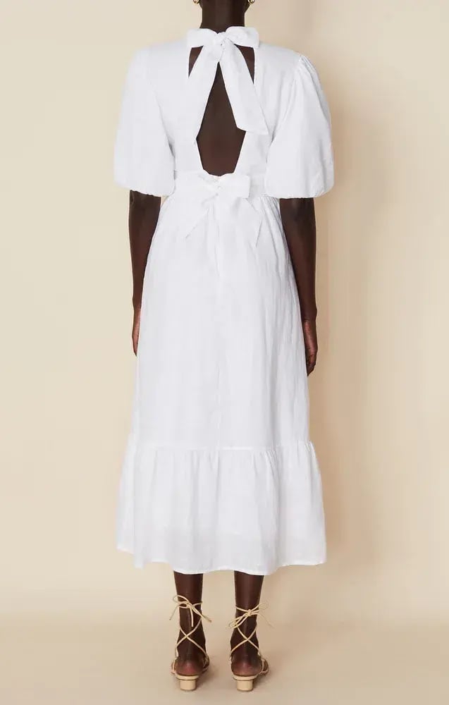 Faithfull The Brand Romilla Midi Dress White Size 14 photo 2