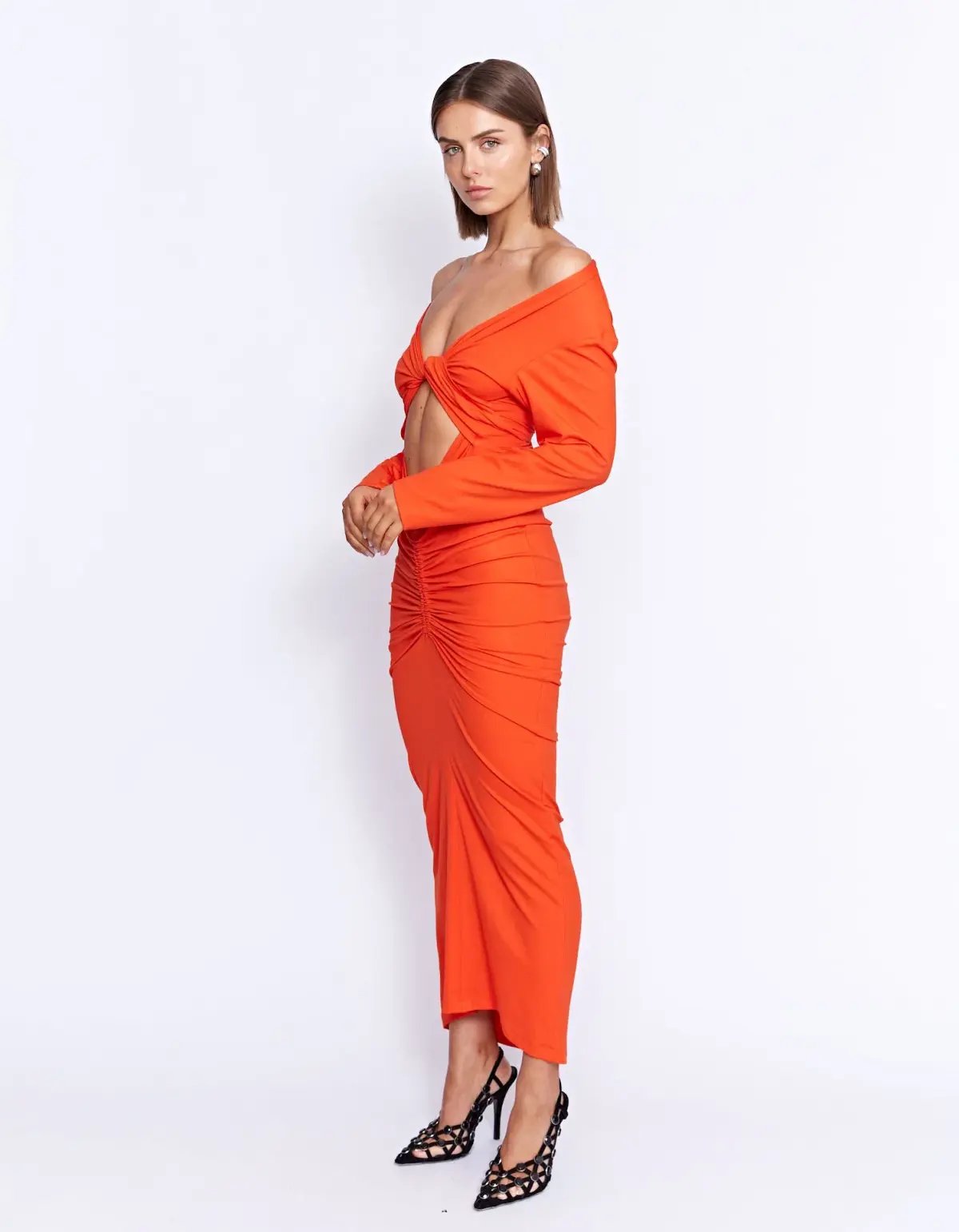 Pfeiffer Fontaine Midi Dress Crimson Orange Size M / AU 10 photo 6